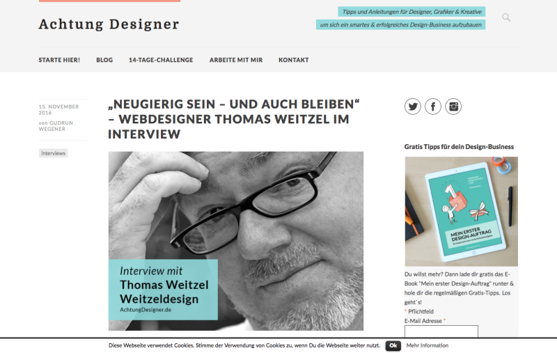 Interview auf achtungdesigner.de Interview auf achtungdesigner.de
